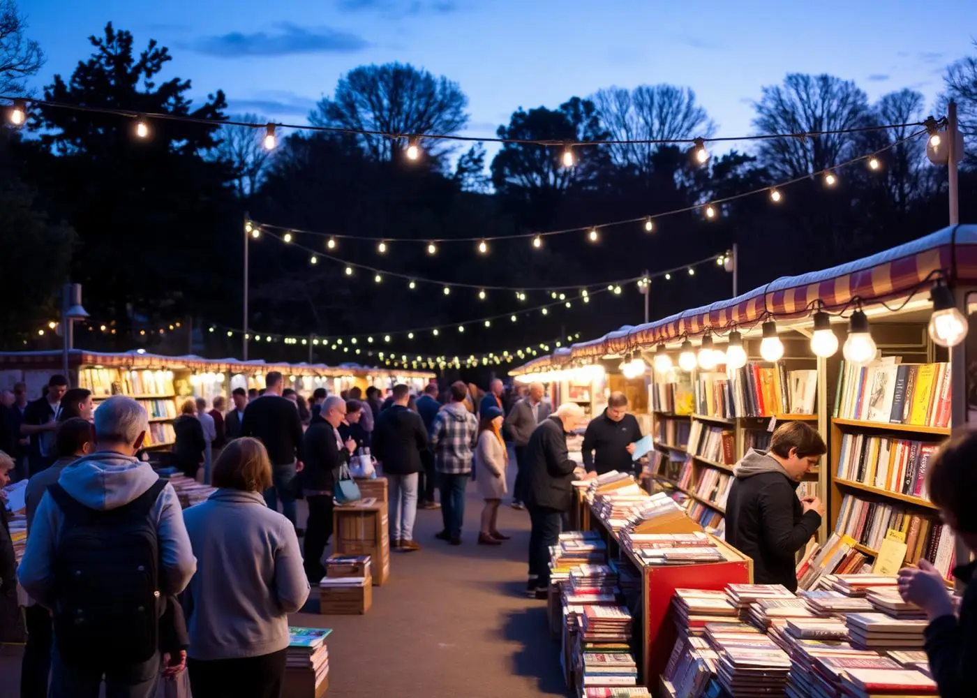Feria del libro al atardecer
